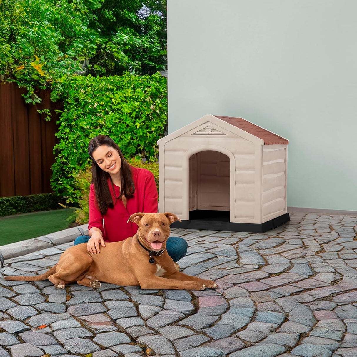 Dog House Kennel for Medium to Large Breeds - Terracotta Roof