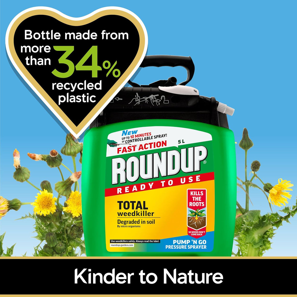 Roundup Fast Action Weedkiller Pump 'N Go Ready To Use Spray - 5L