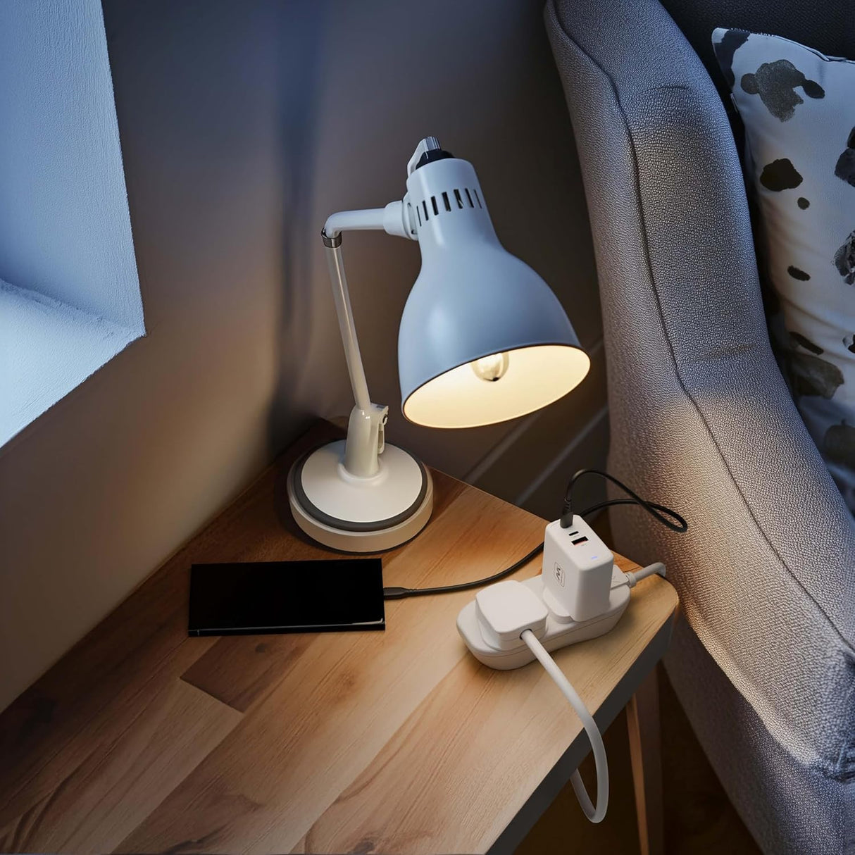 Two Socket Extension Lead, Unswitched, 5 Metre Cable, 2-Way Plug Extension Cable