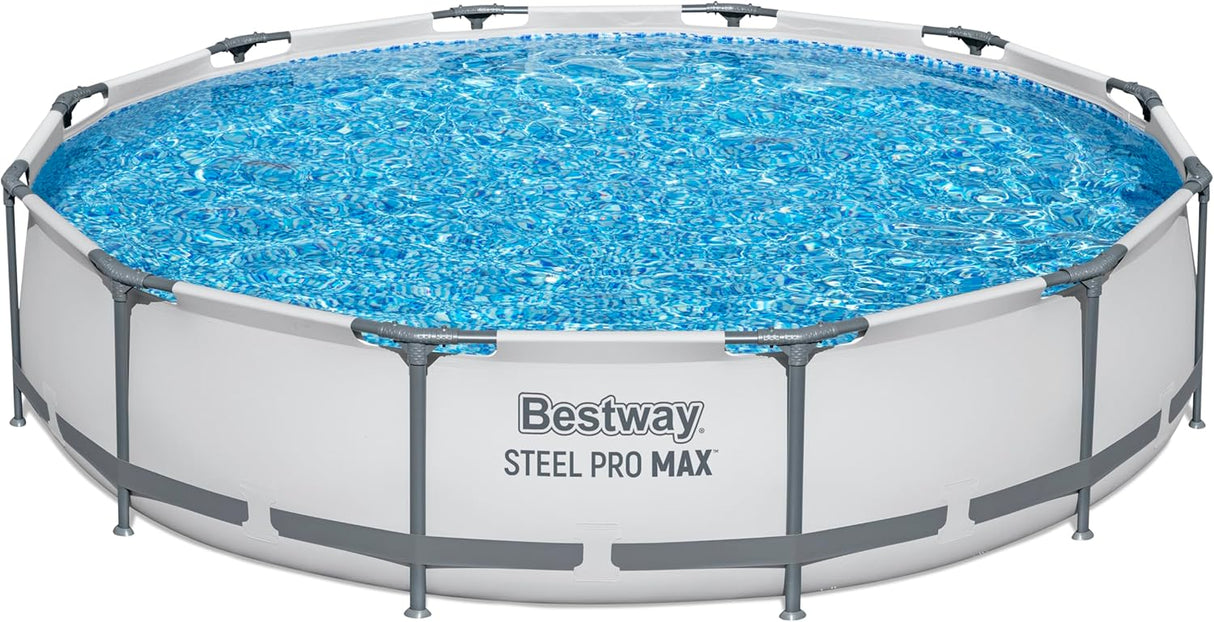 Bestway 12ft x 30in Grey Round Steel Pro Max Above Ground Pool Set