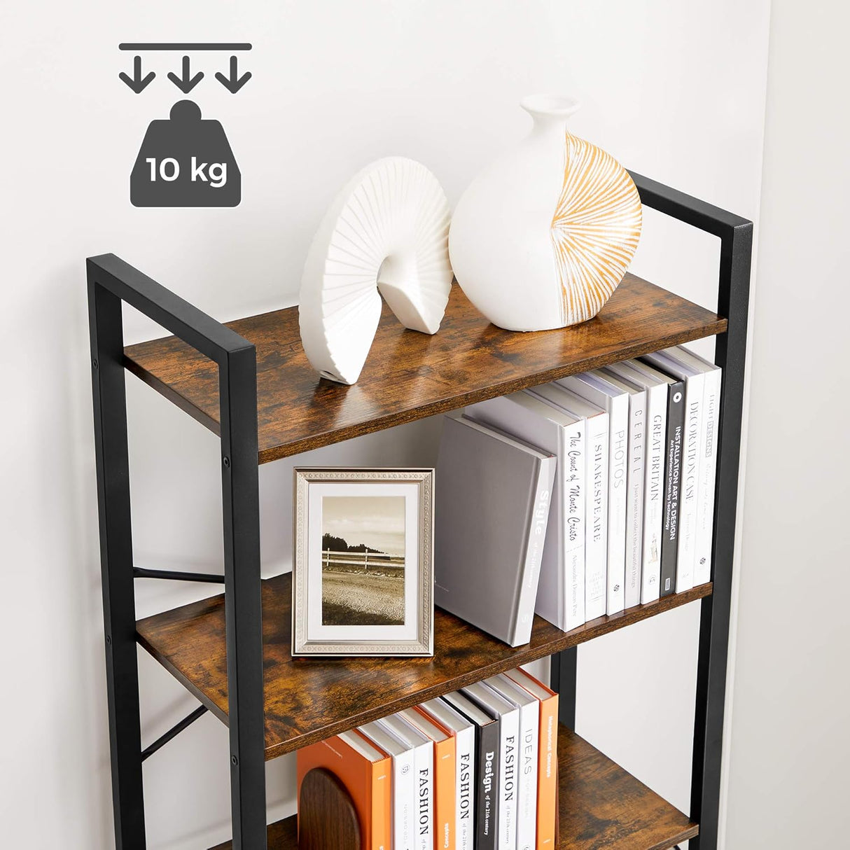6-Tier Rustic Brown Bookcase - 66cm Wide