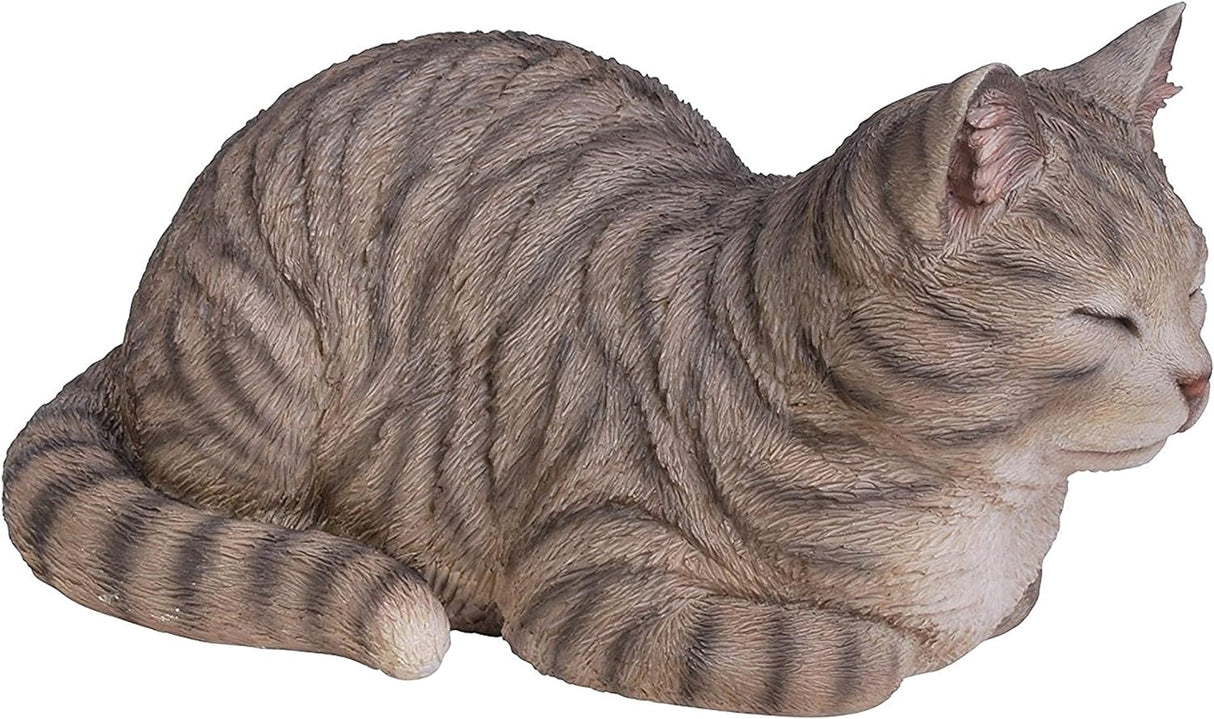 Grey Tabby Dreaming Cat Garden Ornament