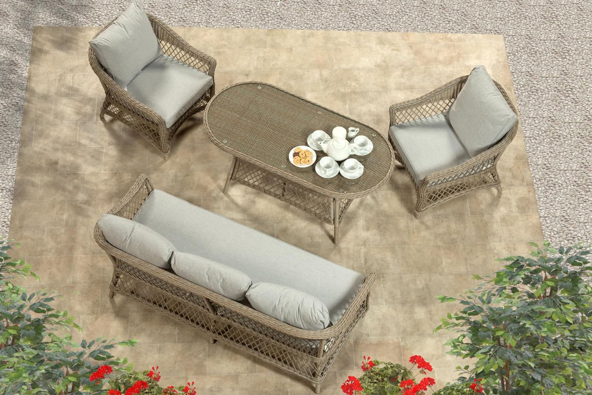 Palermo Serena 3 Seat Rattan Sofa Lounge Set