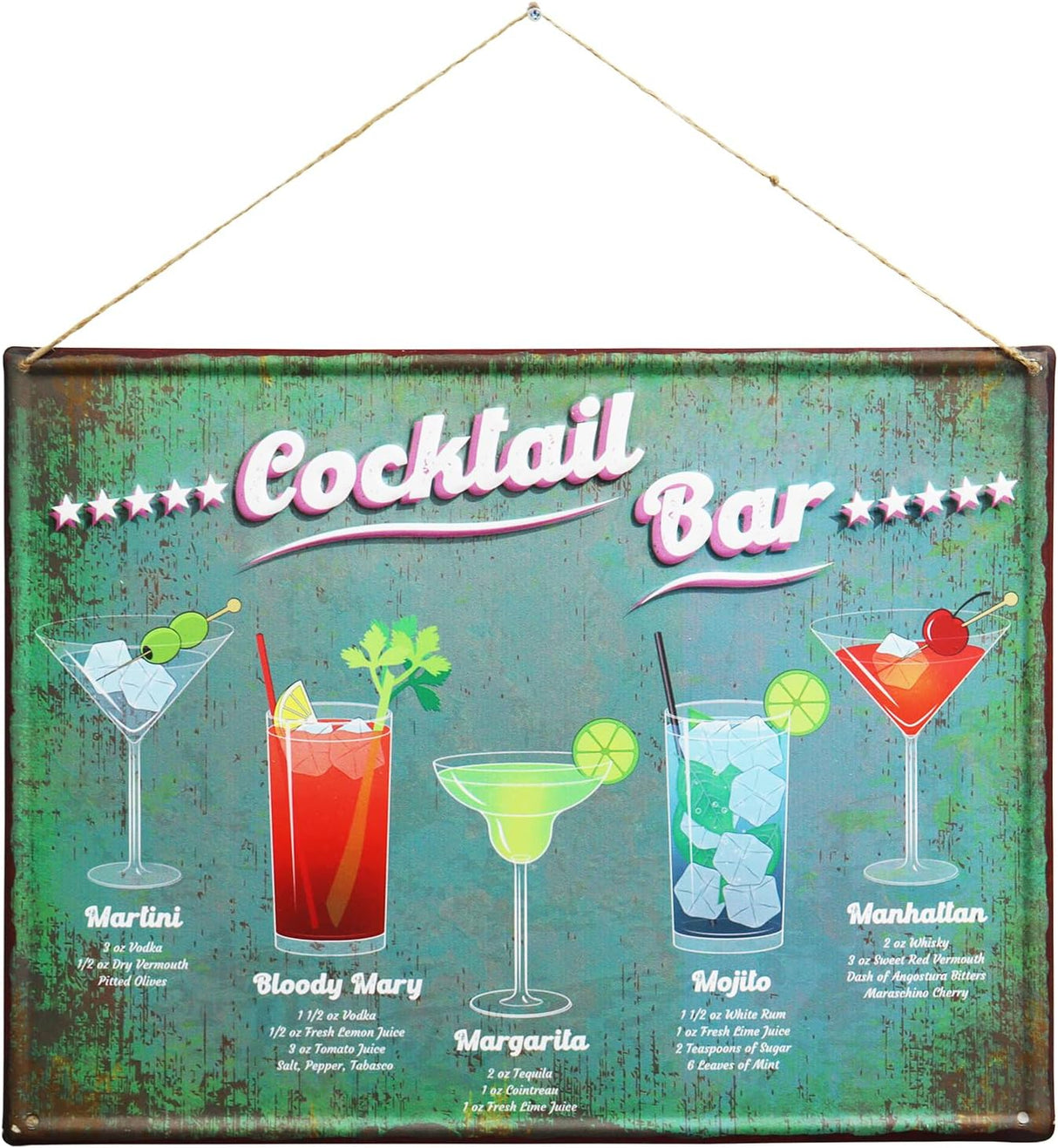 Cocktail Bar Hanging Metal Wall Sign