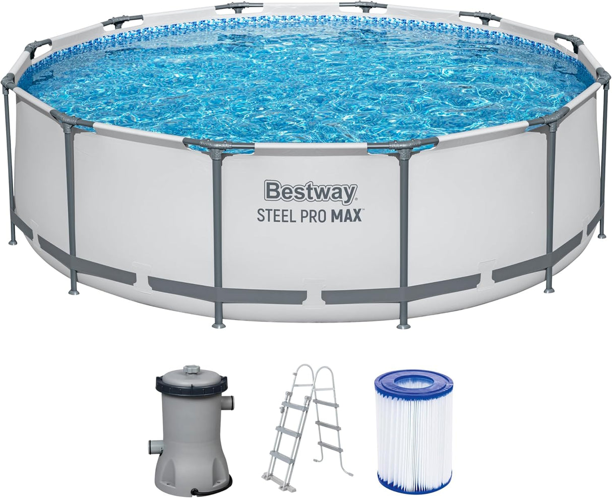Bestway 12ft x 39.5in Grey Round Steel Pro Max Above Ground Pool Set