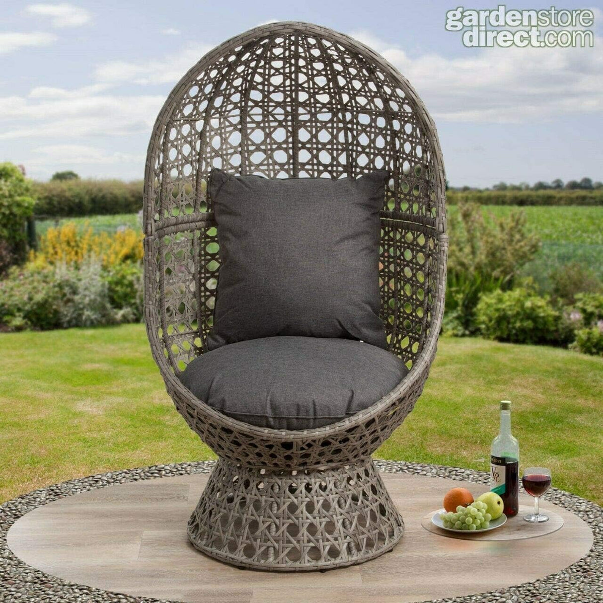 Innovators International Swivel Rattan Cocoon Chair