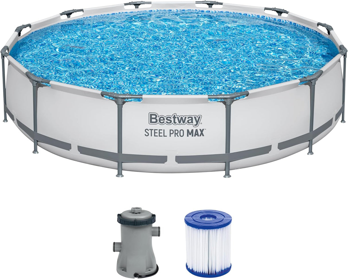 Bestway 12ft x 30in Grey Round Steel Pro Max Above Ground Pool Set