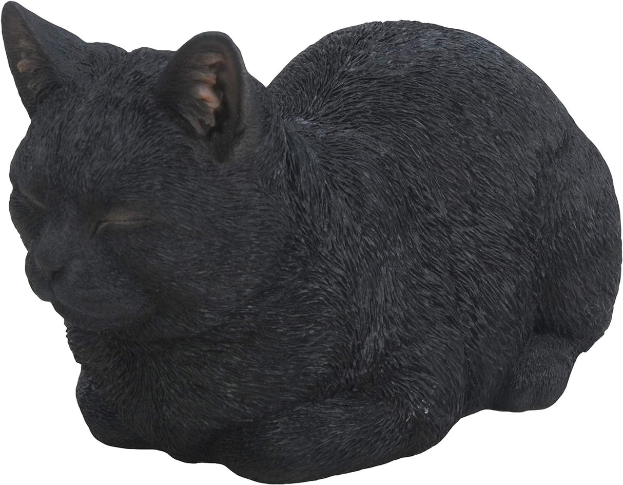 Black Dreaming Cat Garden Ornament