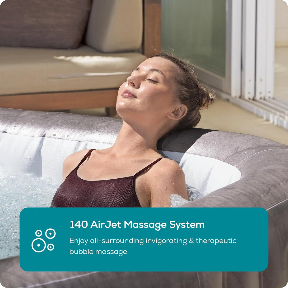 Lay-Z-Spa Rome, Inflatable EnergySense Hot Tub with Built-in Pump, 180 AirJet Massage System 4-6 Person