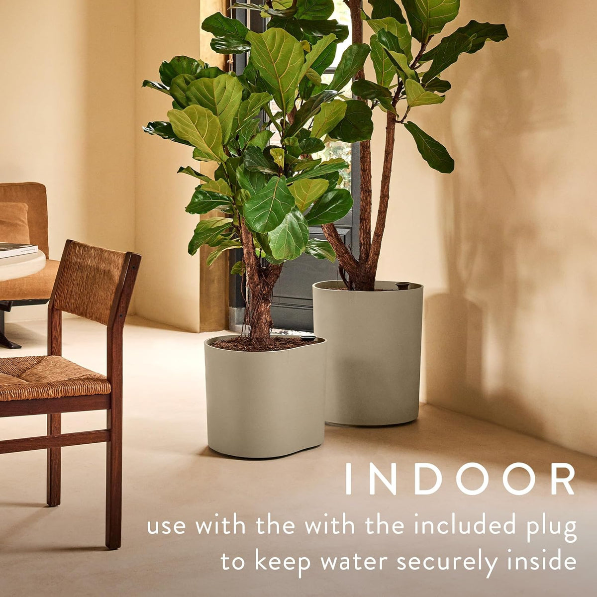 Eden Aquacare Low 40cm Indoor / Outdoor Plant Pot - Soft Taupe