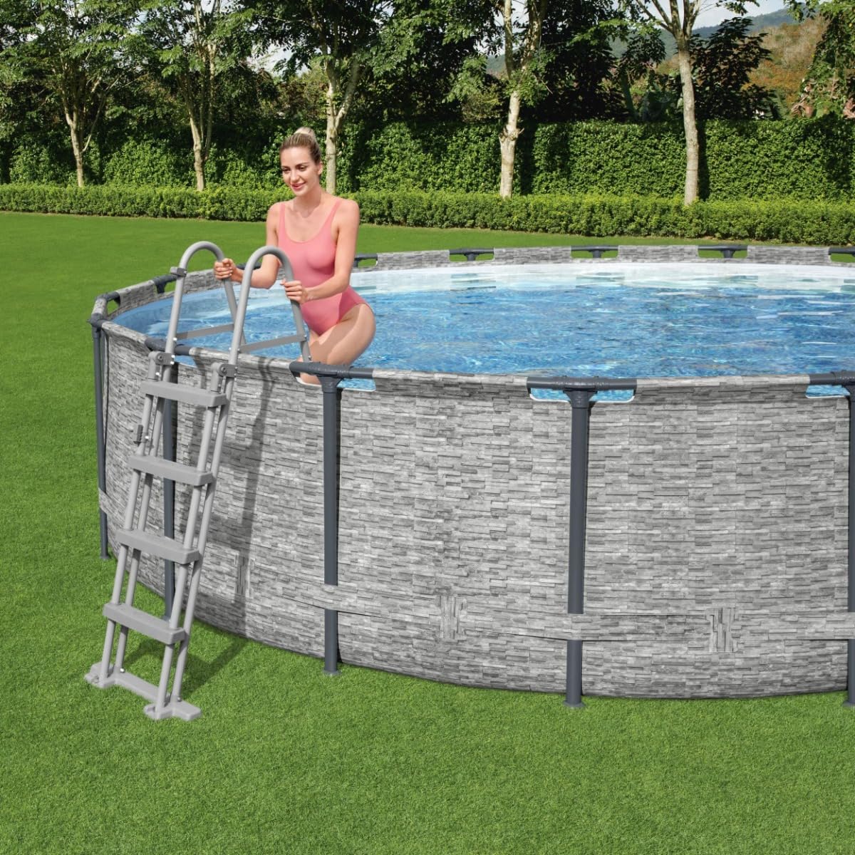 Bestway Steel Pro Max Round Swimming Pool Grey - 16ft