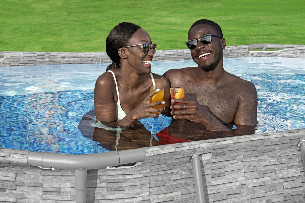 Bestway Power Steel™ SwimVista Oval Rattan Outdoor Pool with Portholes 427 x 250 x 100 cm