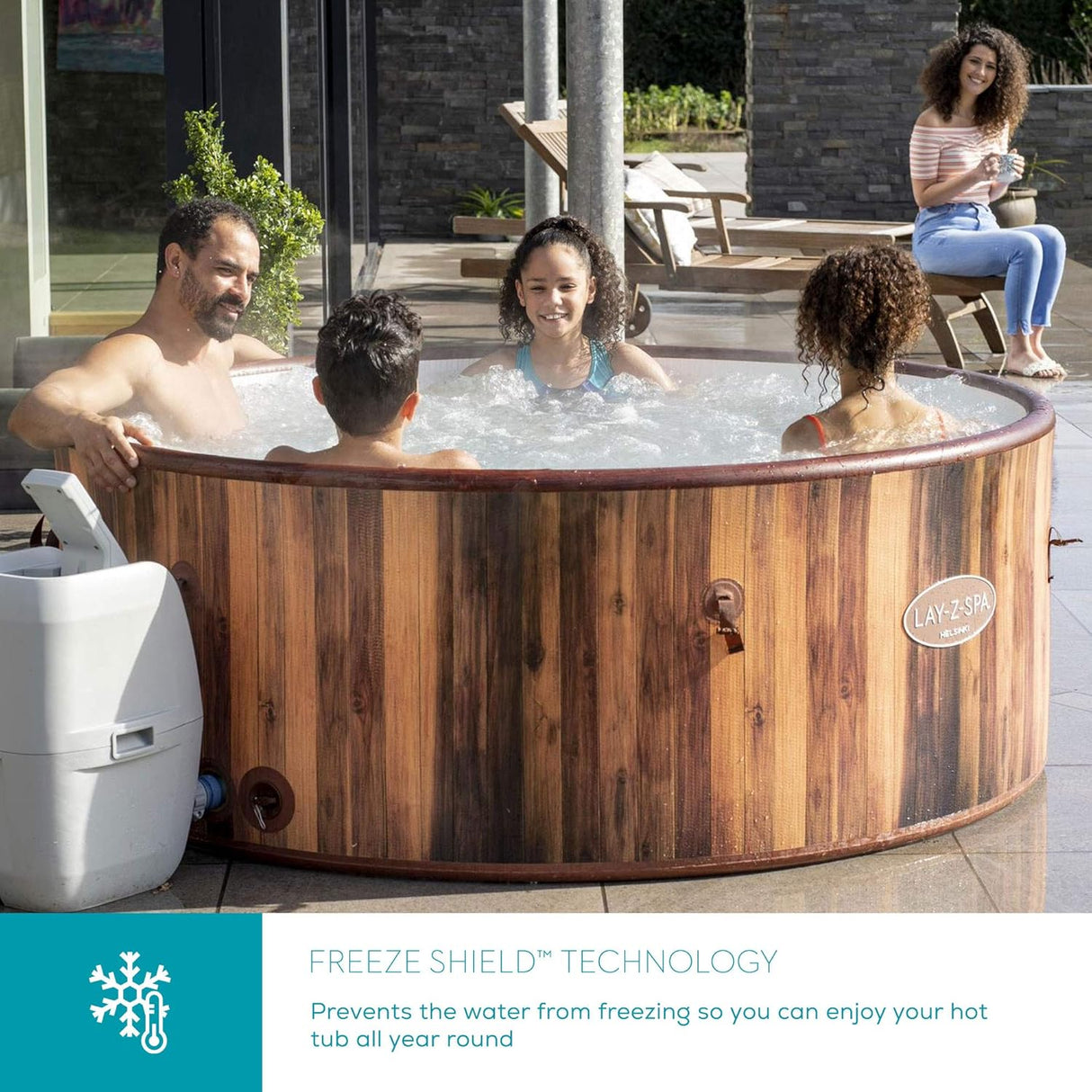 Lay-Z-Spa Helsinki Hot Tub, 180 AirJet Wood Effect Inflatable Spa, 5-7 Person