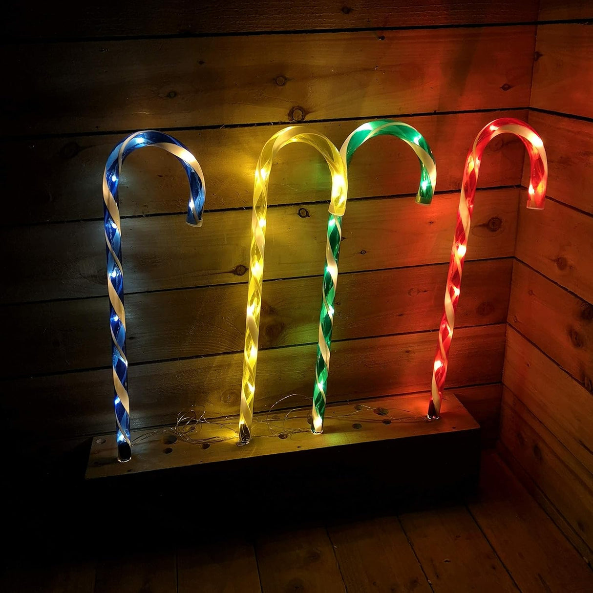 75cm LED Candy Cane Garden Stakes - Set of 4