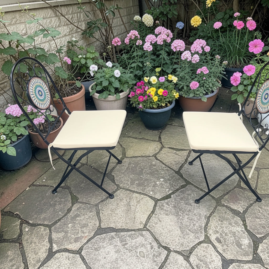 Peacock Print Mosaic Metal Bistro Chairs