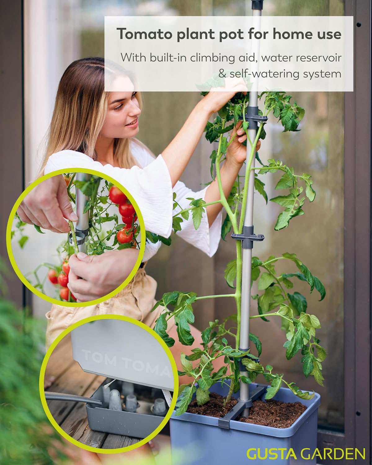 Tom Tomato Planter Blue - Climbing Aid, Self-Watering System & Plant Clips