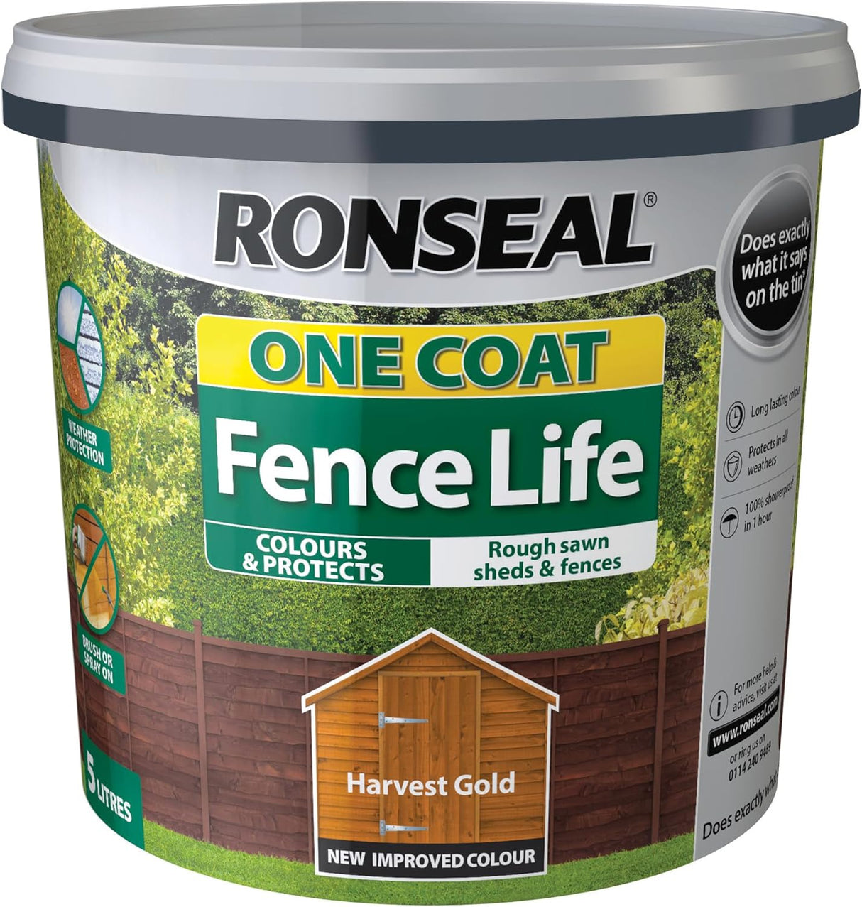 Ronseal One Coat Shed and Fence Protector Harvest Gold 5L