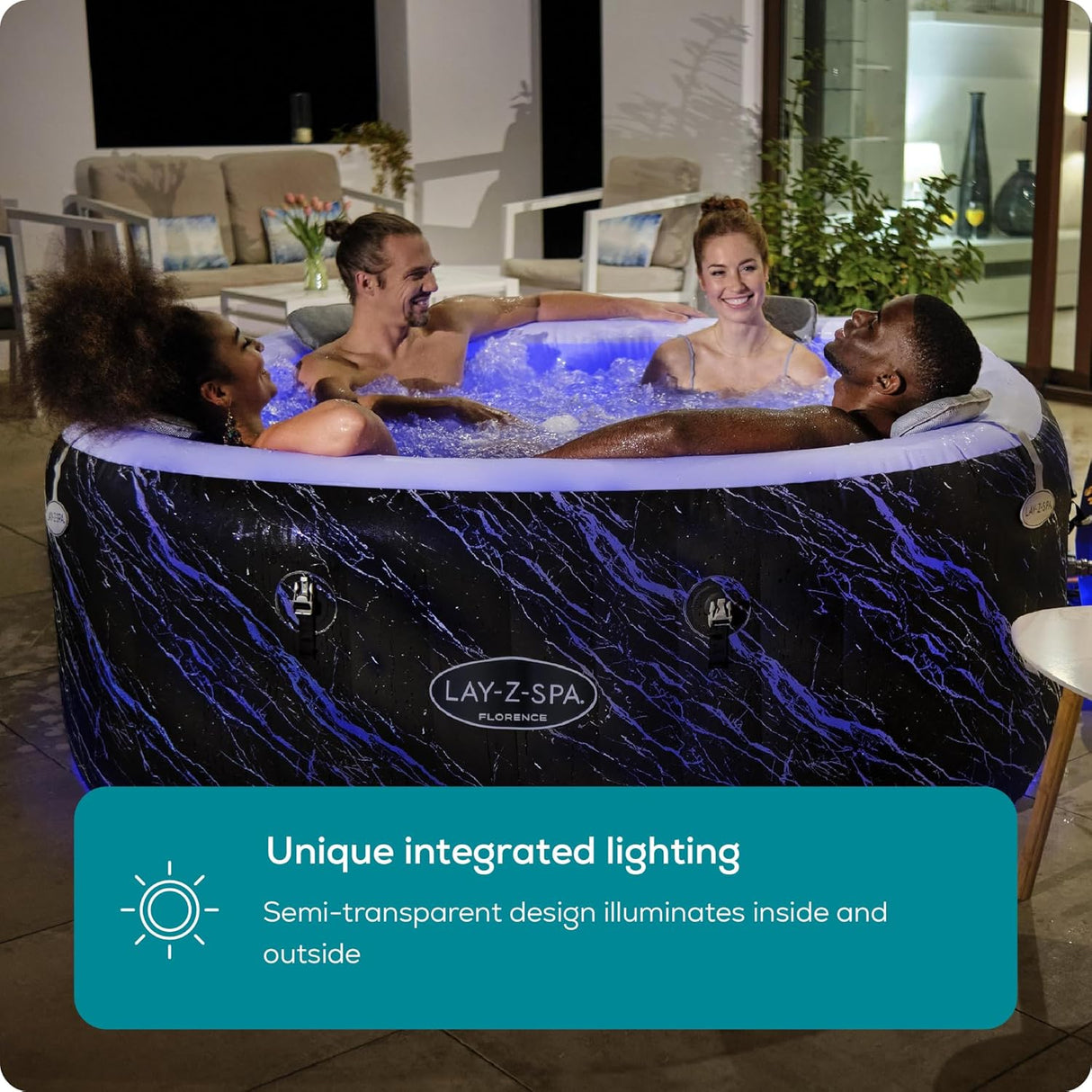 Florence AirJet Inflatable Hot Tub with LED Lights 4-6 person