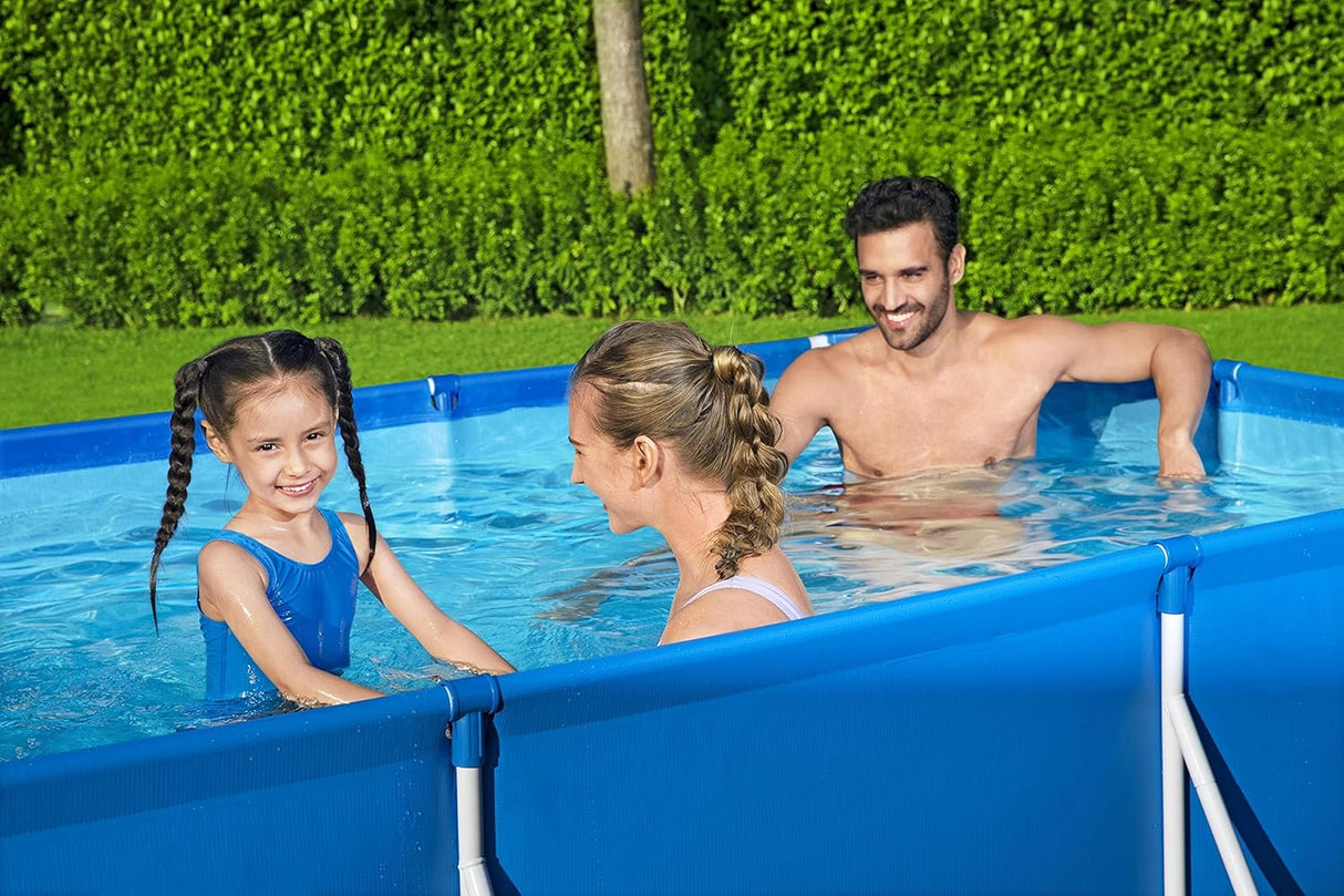 Bestway 9ft x 6.7ft x 26in Navy Blue Rectangle Steel Pro Above Ground Pool