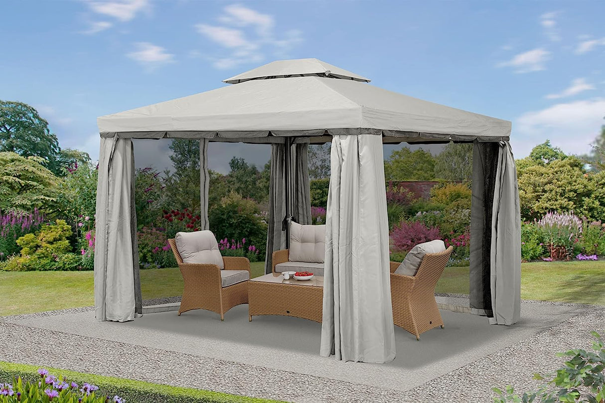 Roma Heavy Duty Gazebo 3 x 3 m with Curtains