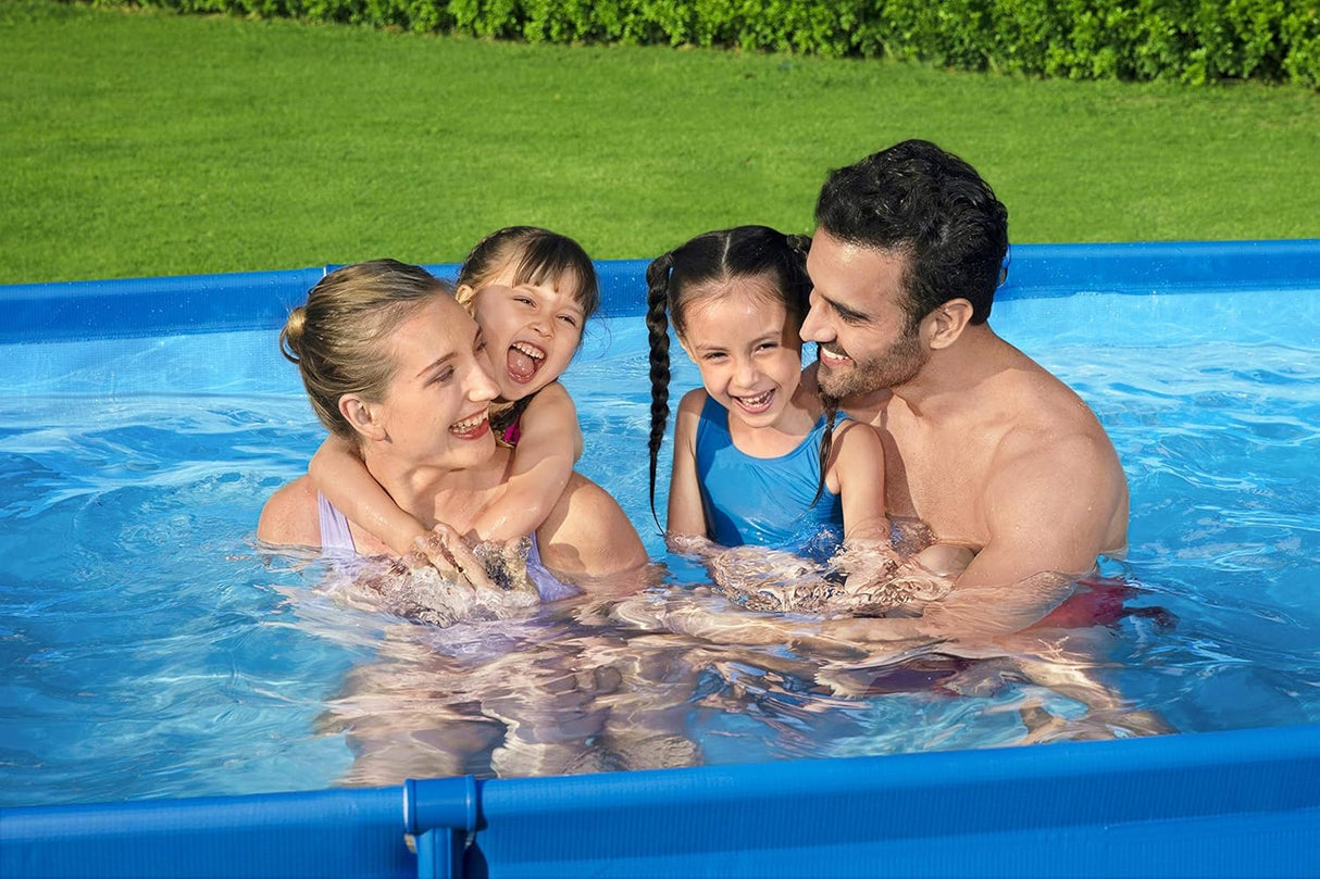 Bestway 9ft x 6.7ft x 26in Navy Blue Rectangle Steel Pro Above Ground Pool