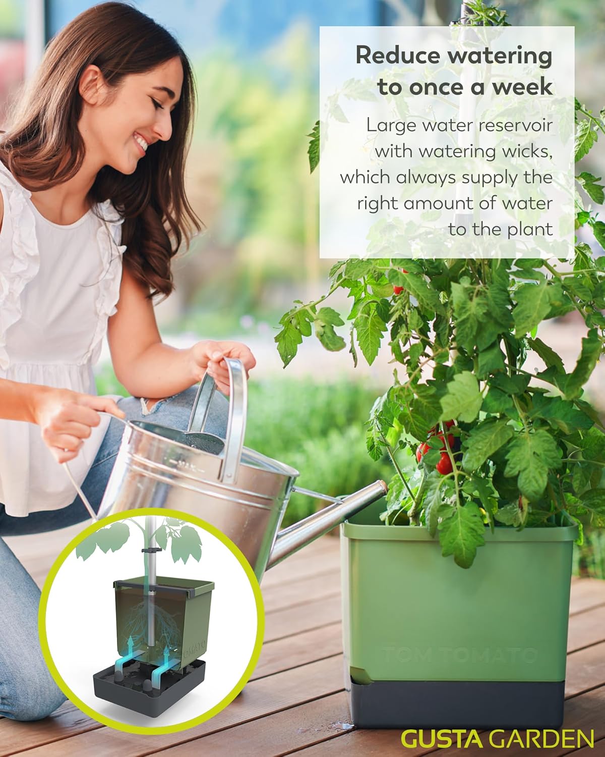 Tom Tomato Planter Dark Green - Climbing Aid, Self-Watering System & Plant Clips