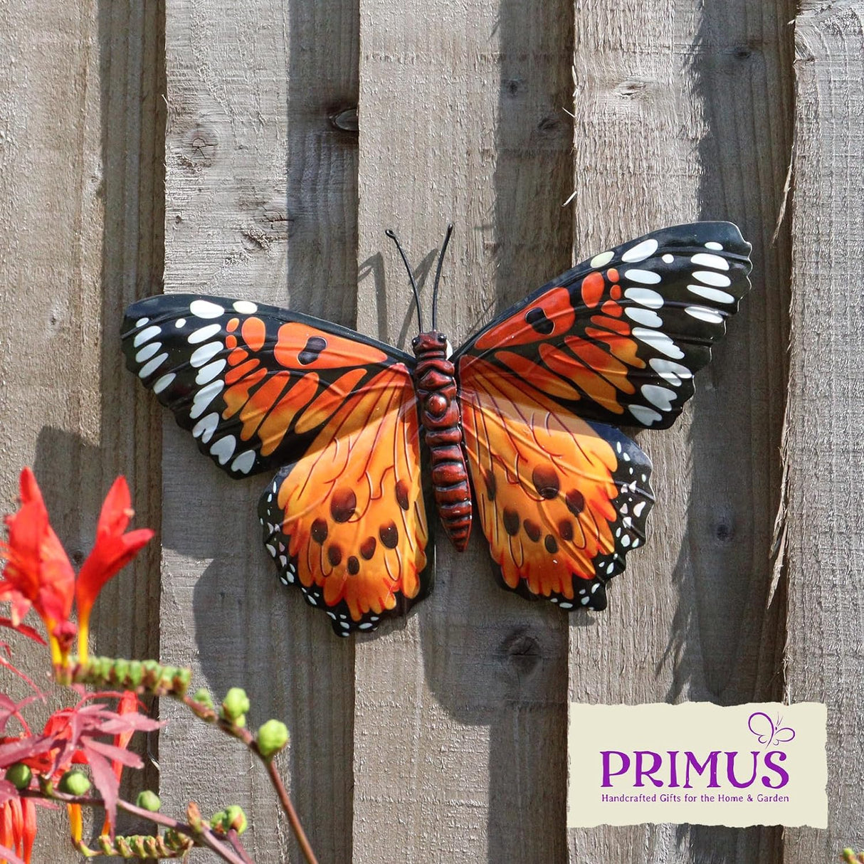 Medium Orange Butterfly Metal Wall Art