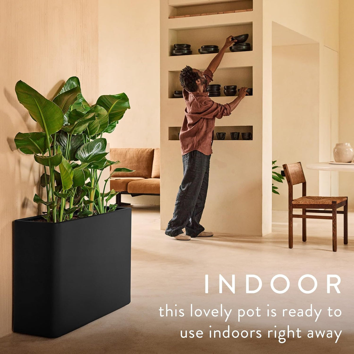 June Brick Divider 80cm Indoor / Outdoor Plant Pot - Black
