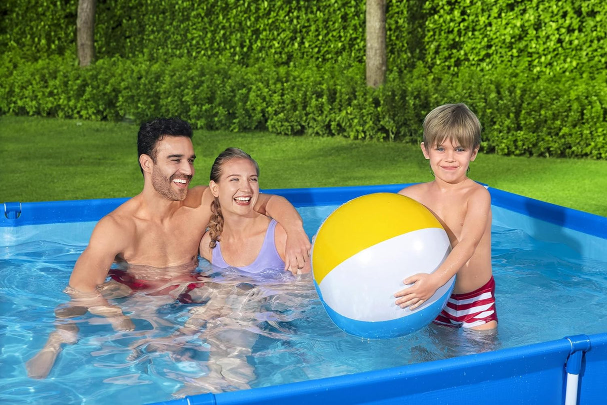 Bestway 9ft x 6.7ft x 26in Navy Blue Rectangle Steel Pro Above Ground Pool