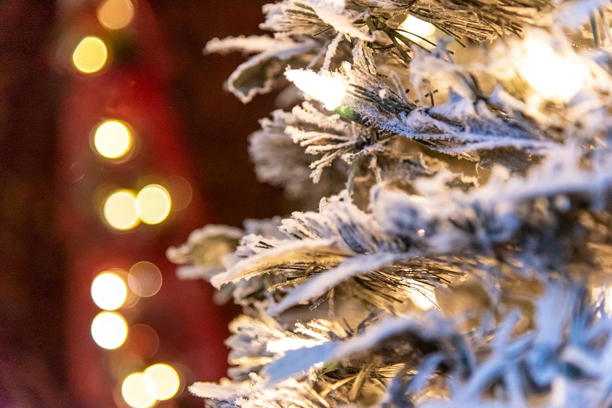 5ft Snow-flocked Pop Up Christmas Tree - Mains Operated with Warm White LEDs