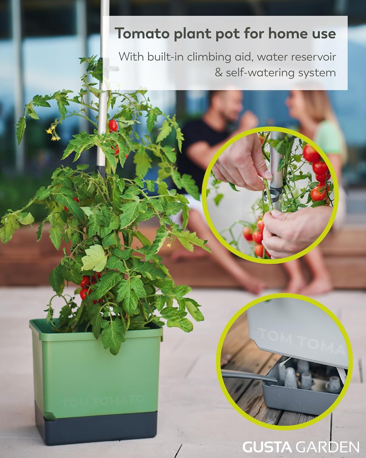 Tom Tomato Planter Dark Green - Climbing Aid, Self-Watering System & Plant Clips