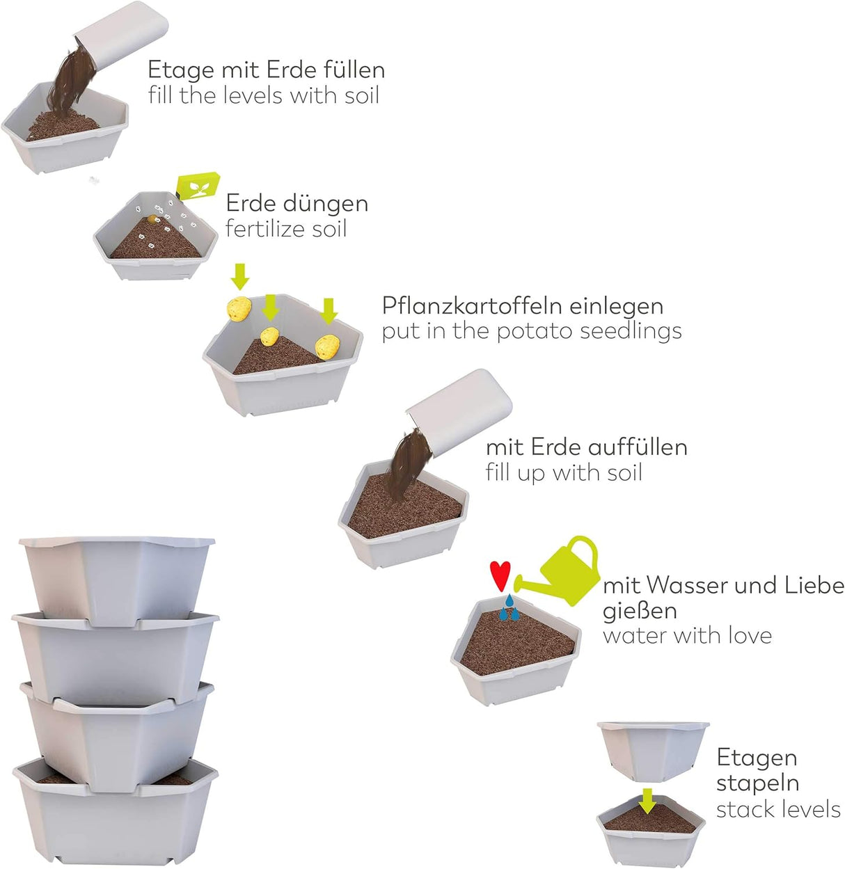 Paul Potato 3-Tier Raised Bed Potato Tower - Anthracite