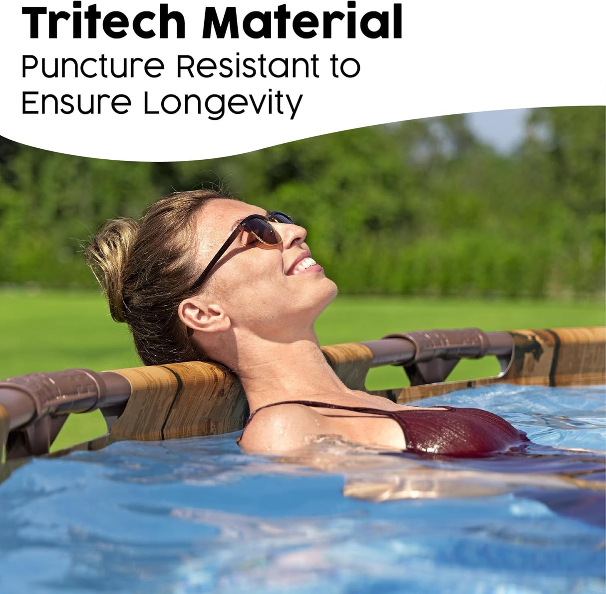 Bestway 14ft x 42in Wood Print Round Steel Pro Max Splashview Above Ground Pool Set