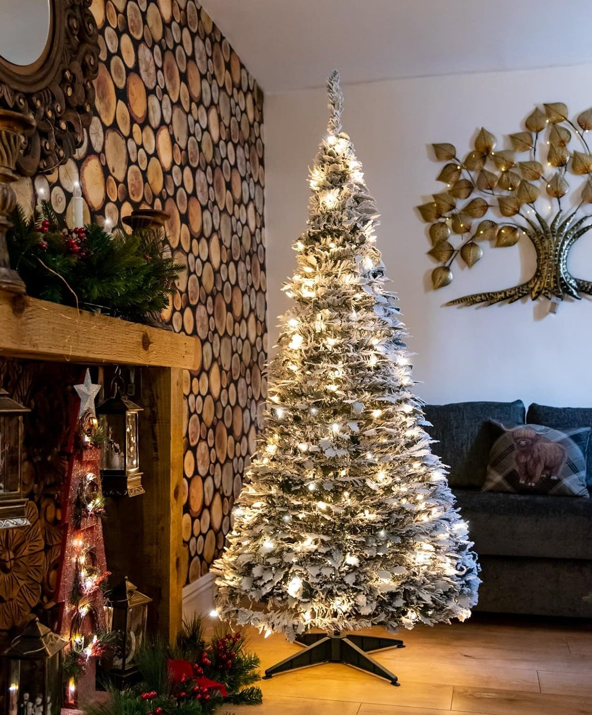 5ft Snow-flocked Pop Up Christmas Tree - Mains Operated with Warm White LEDs