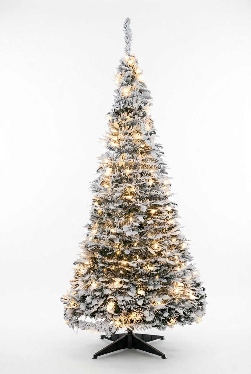 4ft Snow-flocked Pop Up Christmas Tree - Mains Operated with Warm White LEDs