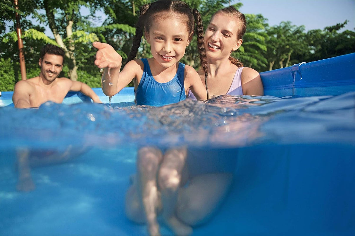 Bestway 9ft x 6.7ft x 26in Navy Blue Rectangle Steel Pro Above Ground Pool