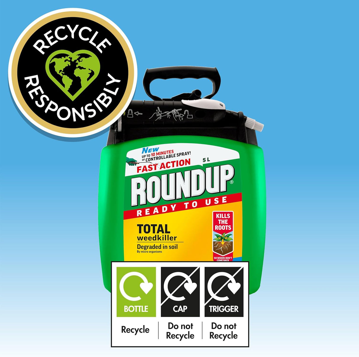 Roundup Fast Action Weedkiller Pump 'N Go Ready To Use Spray - 5L