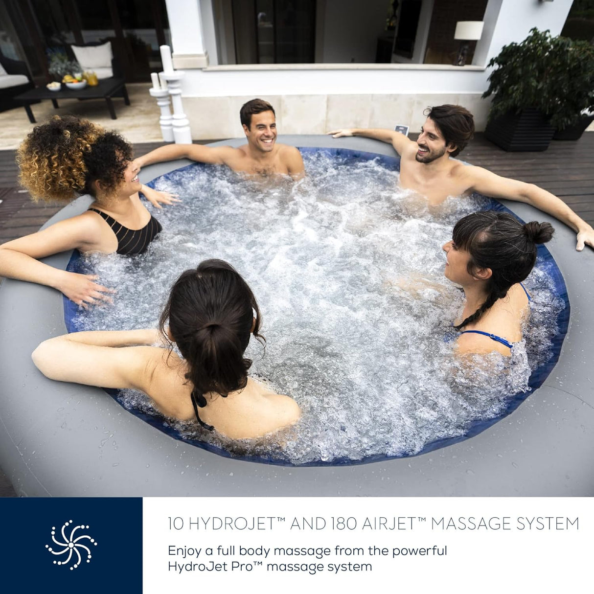 Lay-Z-Spa Santorini Pro Built in LED Light, 10 HydroJet System, 5-7 Person