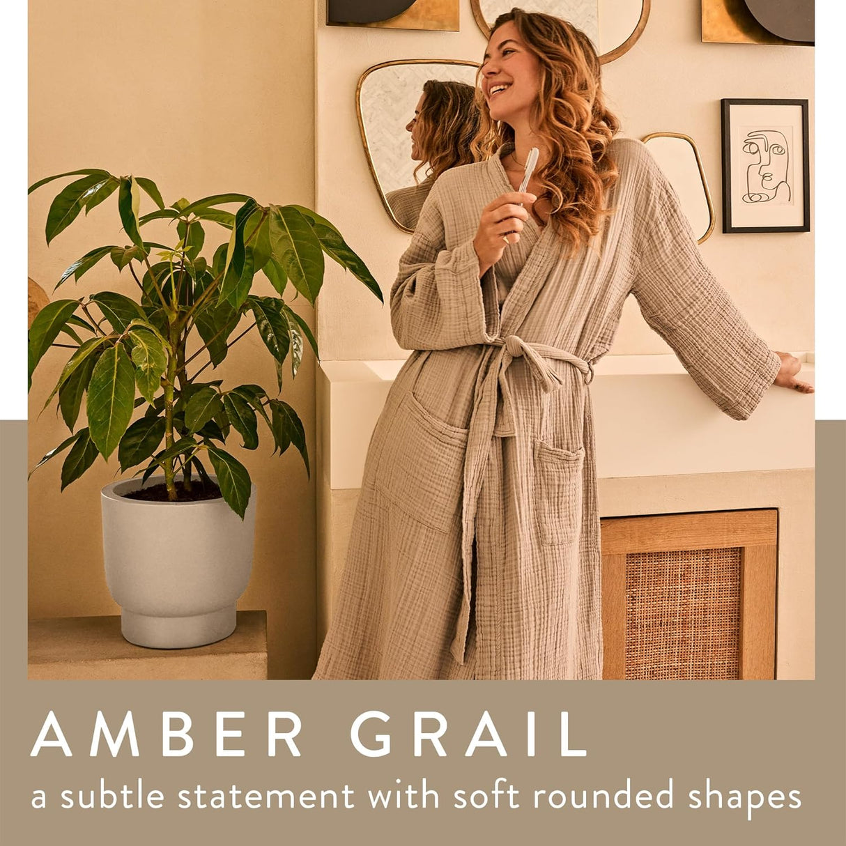 Amber Grail 30cm Indoor / Outdoor Plat Pot - Linen White