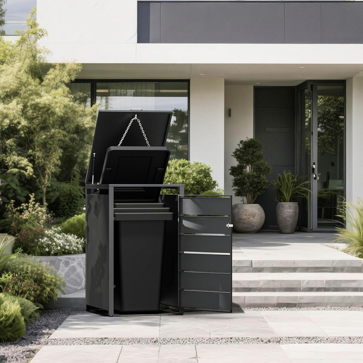 Modern Wheelie Bin Storage - Single Bin - Anthracite