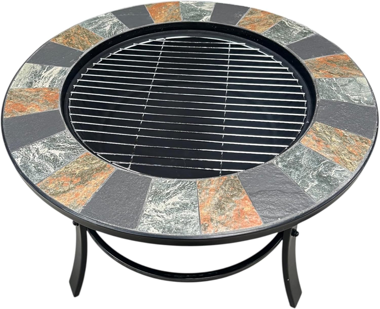 Mosaic Slate Fire Pit with Poker