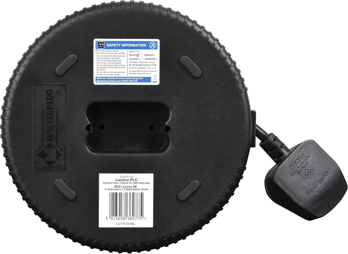 Four Socket Cassette Cable Reel 15 Metres - Blue