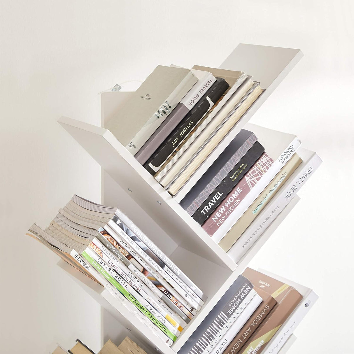 Modern 8 Tier White Wooden Bookshelf