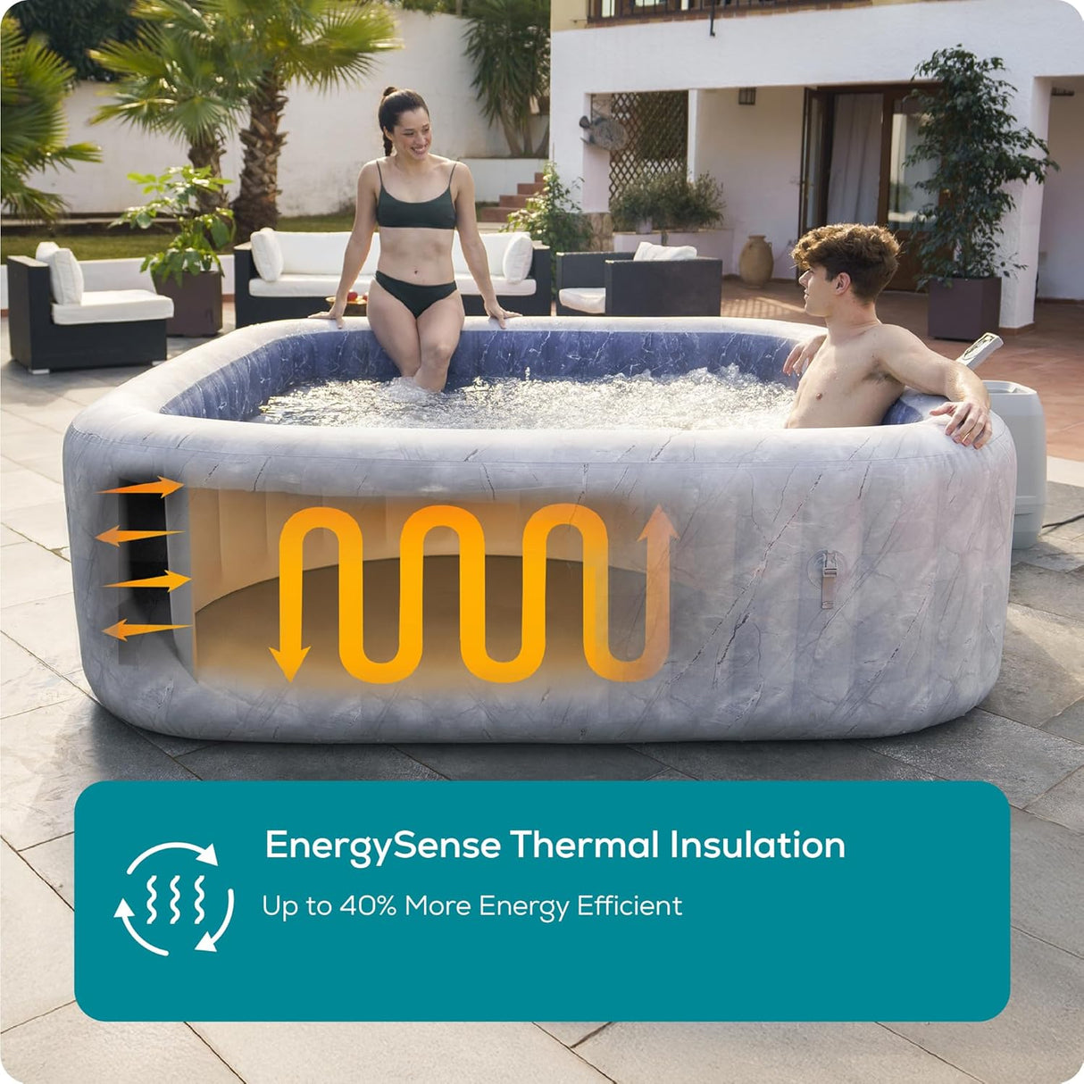 Lay-Z-Spa San Francisco, Intergrated EnergySense Liner, 10 HydroJet Massage System Inflatable Hot Tub, 5-7 Person