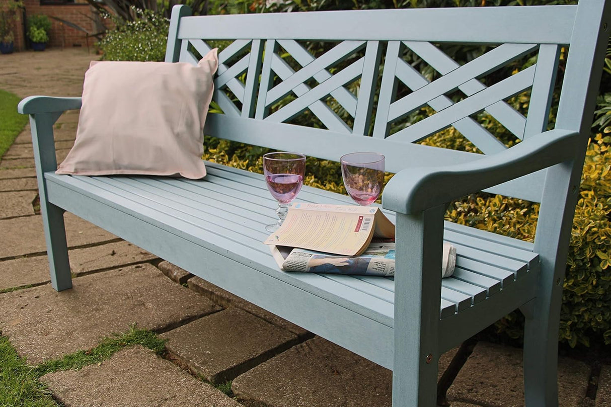 Winawood Speyside Polymer Wood Effect 3 Seat Bench - Powder Blue