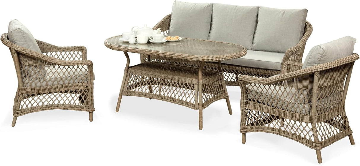 Palermo Serena 3 Seat Rattan Sofa Lounge Set