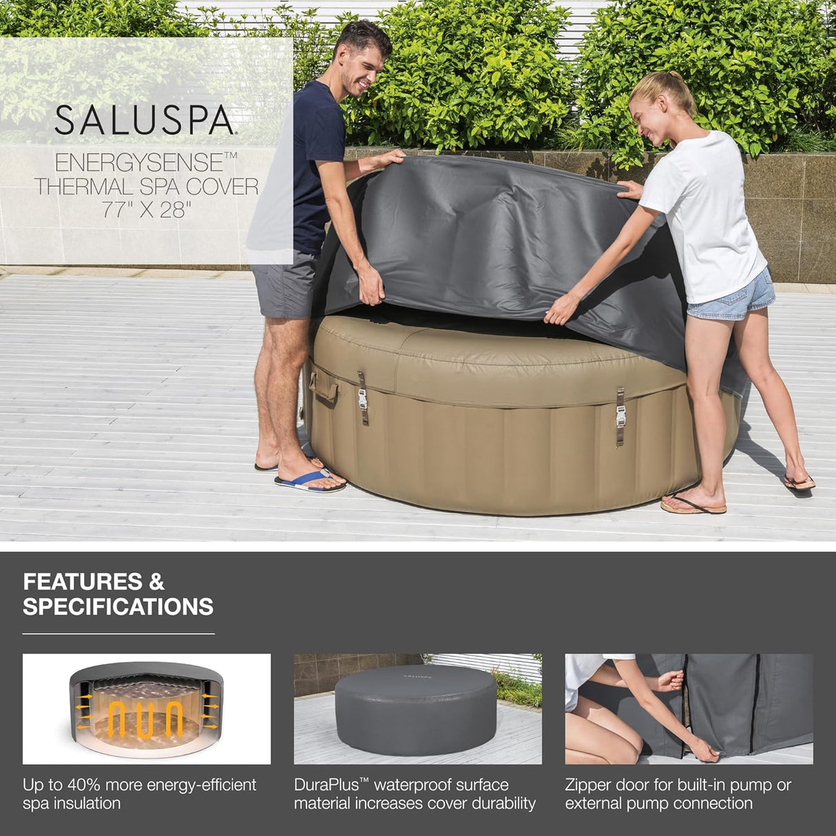 Round Thermal Spa Cover (77" x 28")