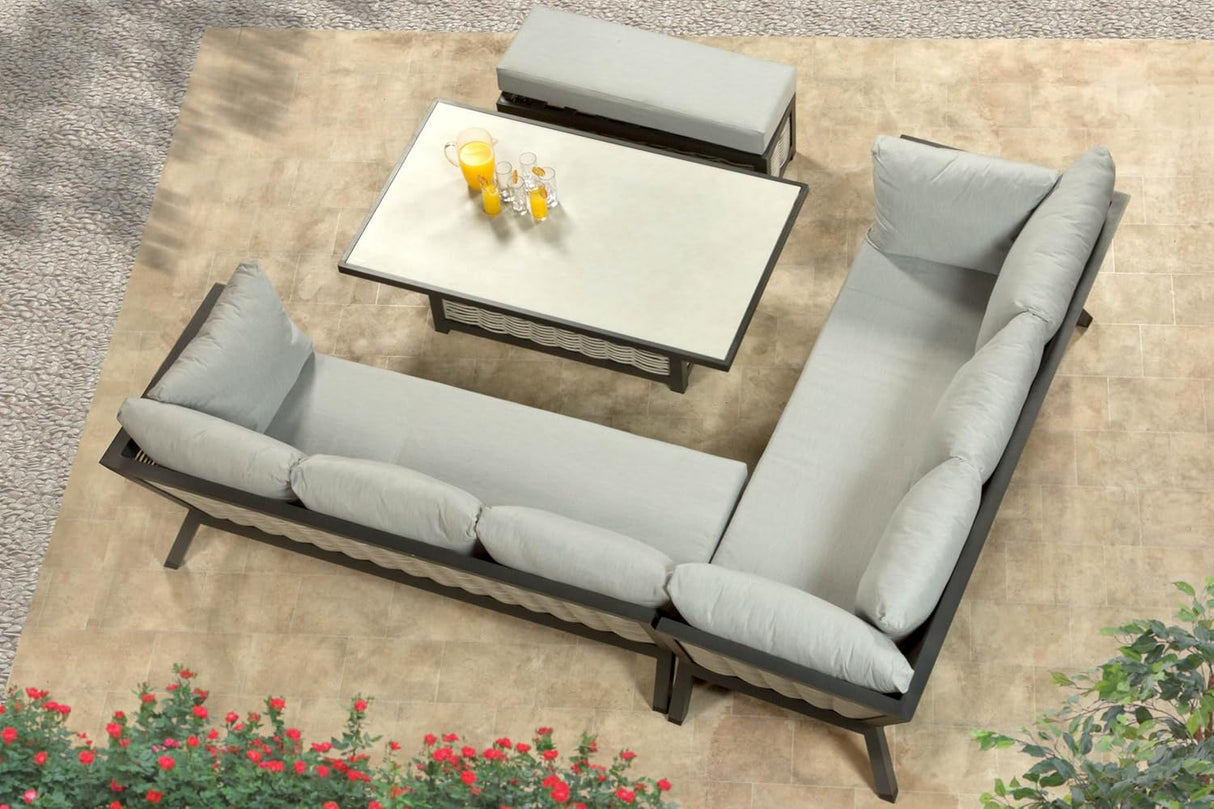 Marlborough Large Corner Set with Aluminium Frame with Raise and Lower Table