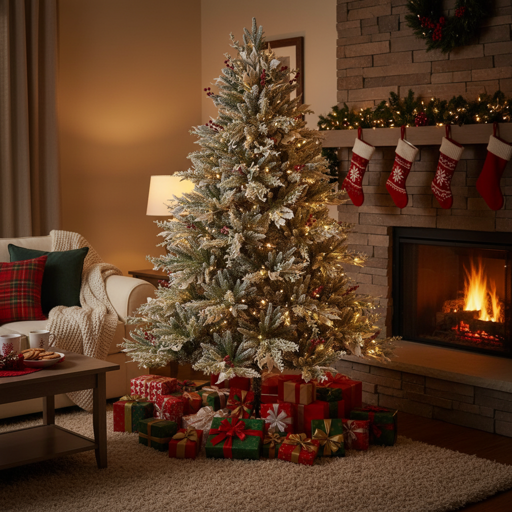 Diarra Snow Flocked Christmas Tree with Berries - 6.5ft / 200cm
