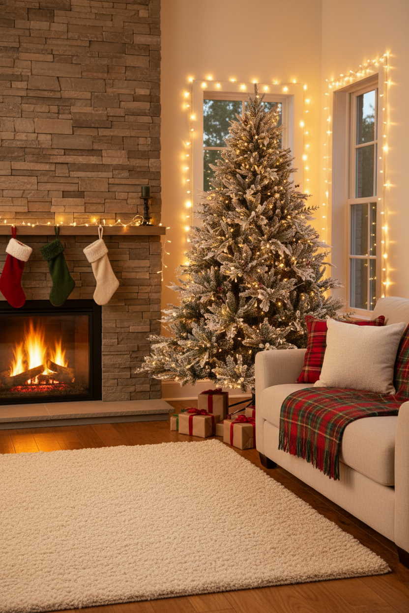 Diarra Snow Flocked Christmas Tree with Berries - 6.5ft / 200cm